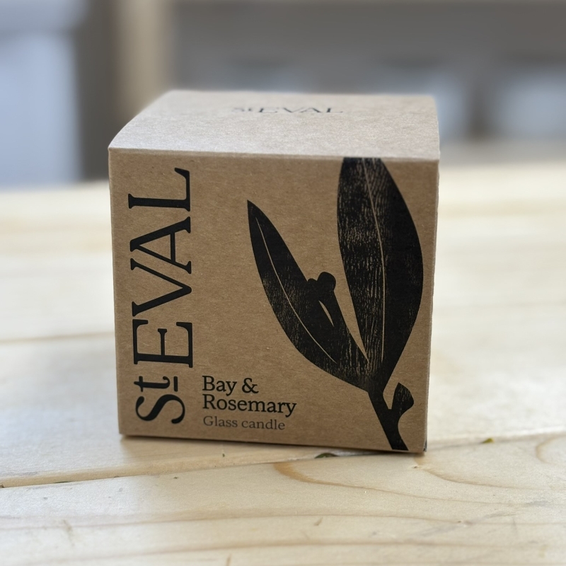 Bay and Rosemary Amber Glass Candle